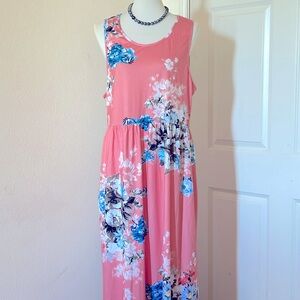 🌺🌼🌸New Floral Oranges Blue Dress